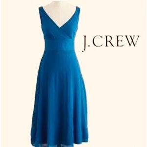J. Crew Teal Midi Sleeveless Silk Sophia Dress size 6